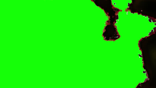 Blank piece paper burning in flames. Animation of realistic fire effect. Fire flames igniting and burning edges revealing green screen. Abstract organic transition for your projects. 4K. Alpha channel