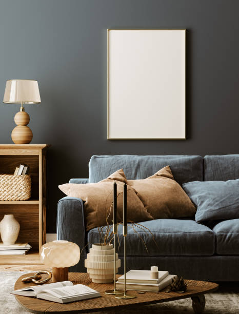 istock Poster mockup in modern dark interior background 1291649039