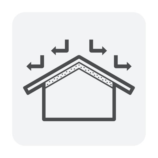 지붕 홈 아이콘 - insulation roof attic home improvement stock illustrations
