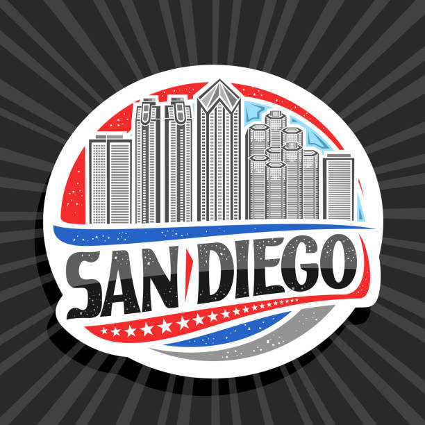 vector label dla san diego - label travel san diego california california stock illustrations