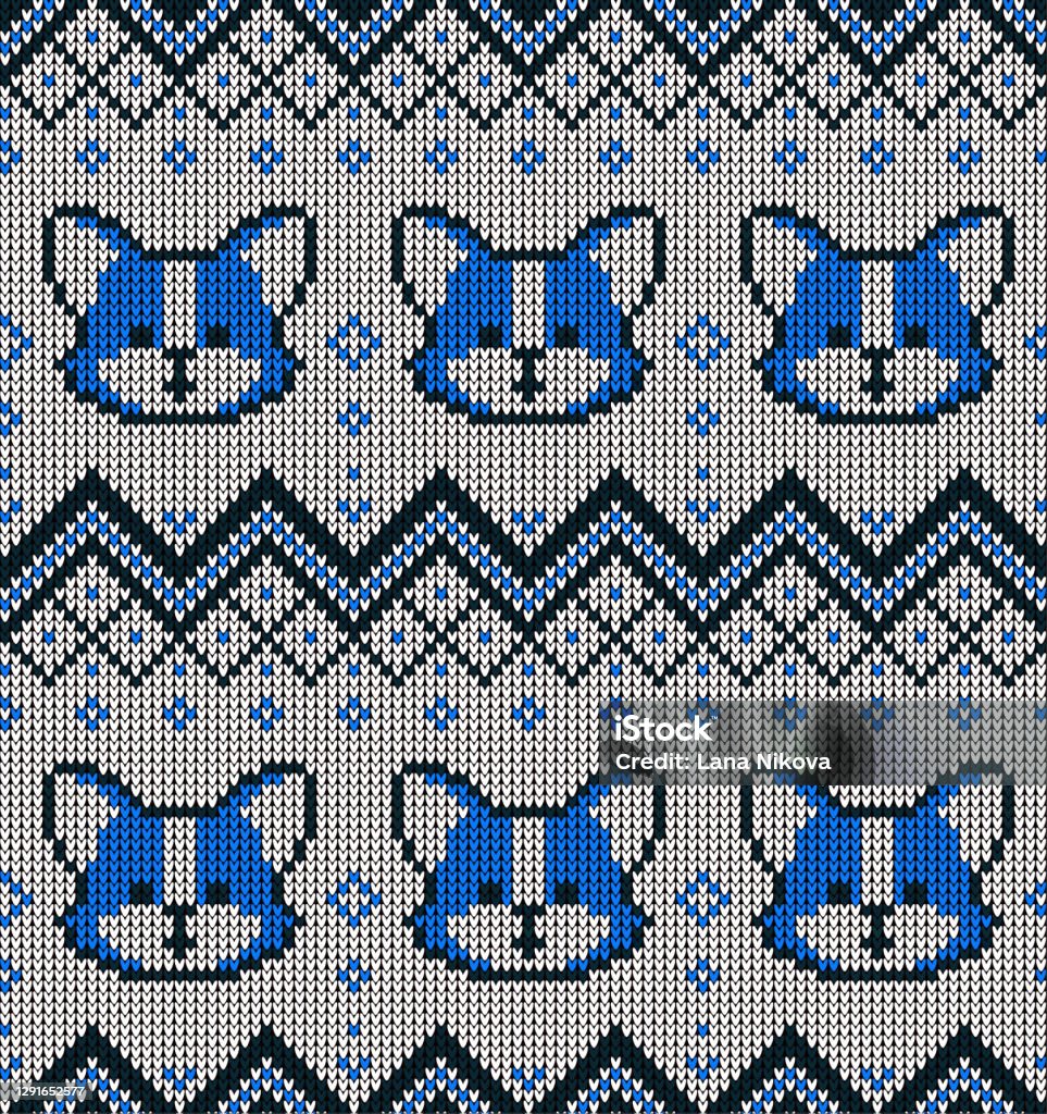 Knitted Christmas And New Year Pattern In Dogs Wool Knitting Sweater Design  Wallpaper Wrapping Paper Textile Print Eps 10 Stock Illustration - Download  Image Now - iStock