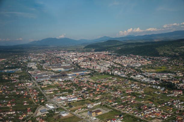 istock Romania, Bistrita, aerial image, 2019, August, view towards the Bargaului Mountains 1291653785