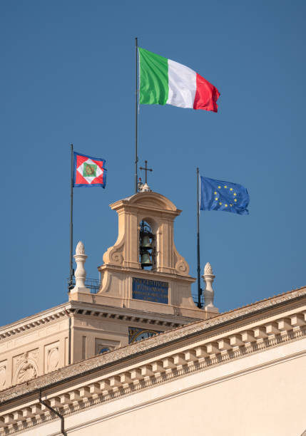 Flags at the Palazzo del Quirinale, Rome, Italy Flags at the Palazzo del Quirinale, Rome, Italy. Nikon D850. Converted from RAW. quirinal palace stock pictures, royalty-free photos & images