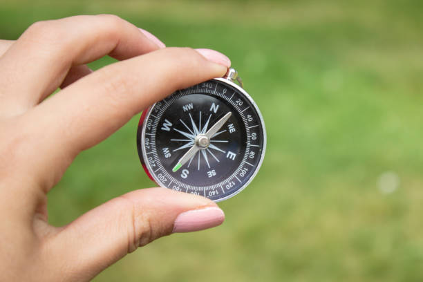 istock woman holding compass in nature 1291655261