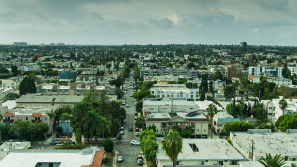 istock Aerial View Down Regent St in Palms, Los Angeles 1291661994