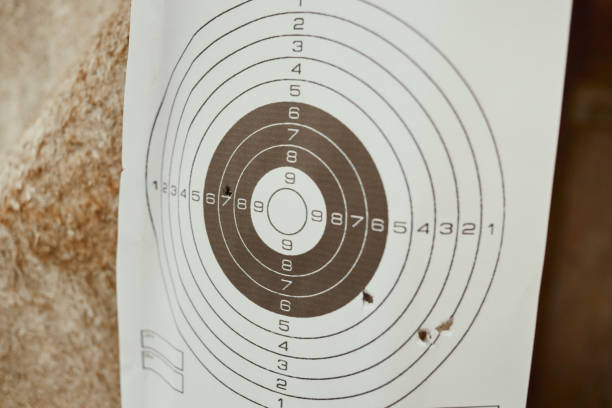 istock Close-up of a paper target for shooting with weapons. 1291663010