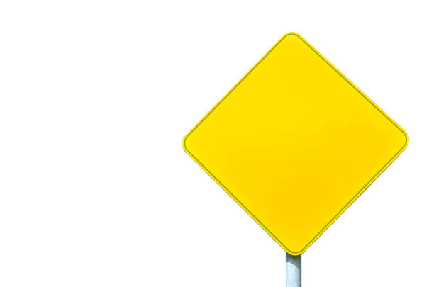 istock Yellow road sign on a white background. 1291669937