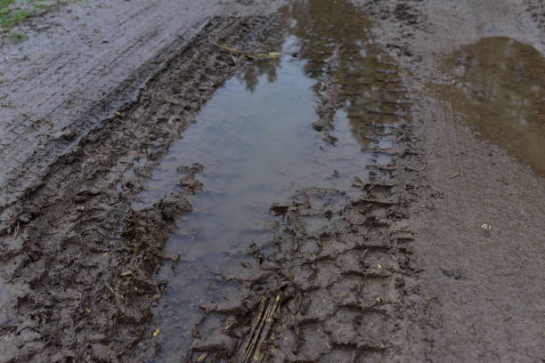 istock Broken dirt road after heavy rain 1291670980