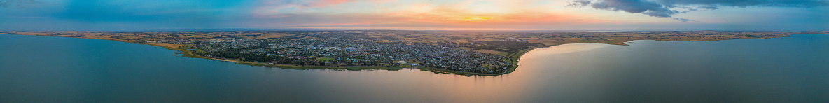 Sunset over town Colac in Australia