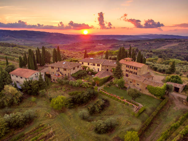 istock Italian small village in sunset from drone 1291678758