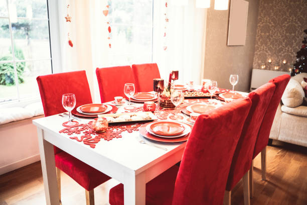 istock Photo of Christmas holidays red table setting concept. 1291680662