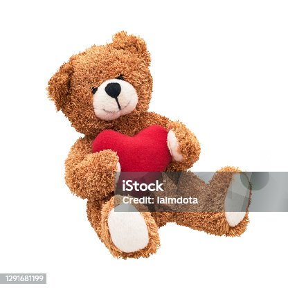 istock Teddy bear with a red heart isolated over white background. Valentine's Day concept. 1291681199