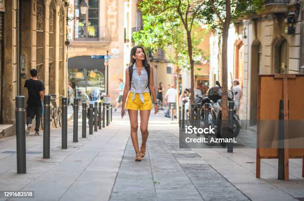 Young Sightseer Enjoying Barcelona Side Street In Summer Stock Photo - Download Image Now