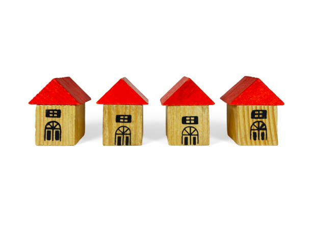 istock Old wood building blocks houses 1291684456