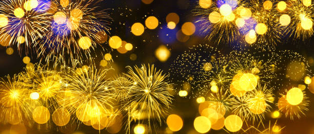 istock Abstract colored firework on dark sky. Celebration and anniversary concept 1291685786