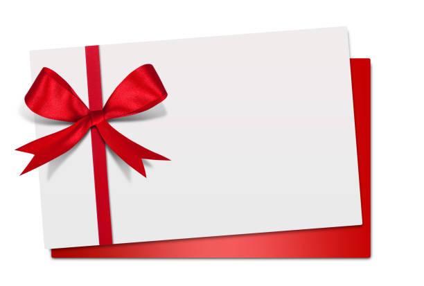 istock Gift card note with ribbon on isolated background 1291687081