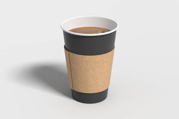 istock Black take away coffee paper cup mock up with holder on white background. 1291689976