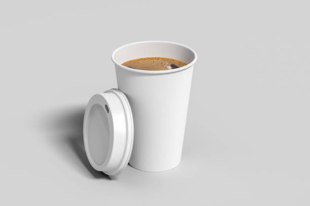 istock White take away coffee paper cup mock up with opened white lid on white background. 1291690135