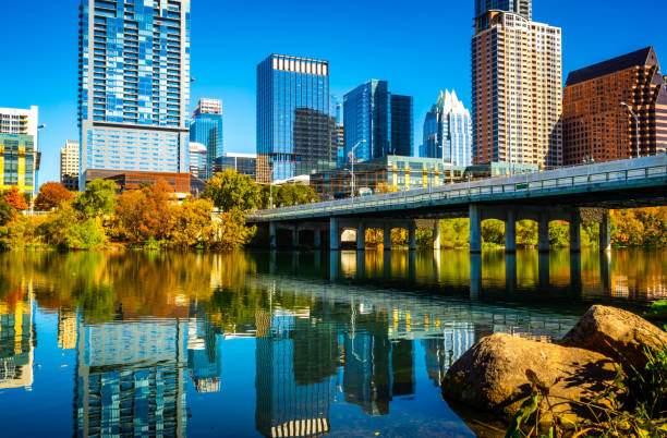 istock Town Lake Mirrored Skyline Reflections of Austin Texas 1291694337