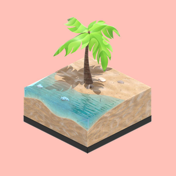 istock Palm Tree close to the Beach. Isometric view. 1291698348
