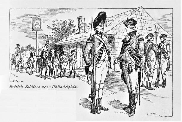 brytyjscy żołnierze, ameryka kolonialna - colony stock illustrations
