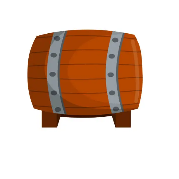 Vector illustration of Barrel. Element of village and middle ages. Brewing and winemaking.