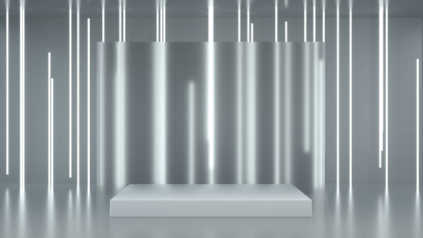istock Empty Product Stand, Podium, Platform with Neon Lighting Background 1291714362
