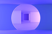Abstract Modern Architectural Interior Space, Neon Lights, Minimal Concept