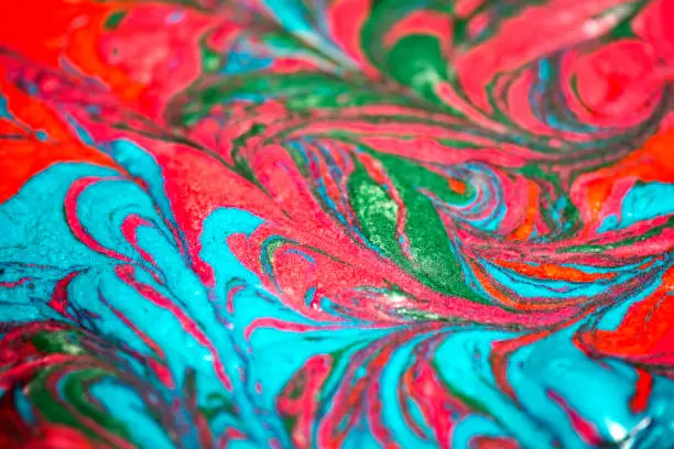 Colourful detailed photo of marbled cake batter