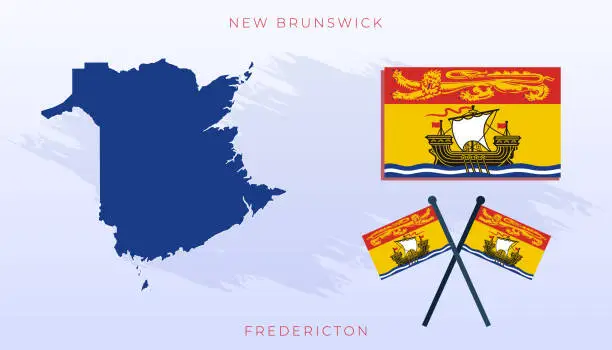 Vector illustration of Vector flag of New Brunswick Map, New Brunswick Map, illustration