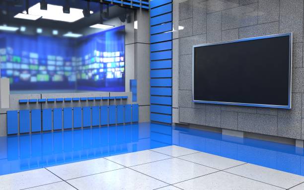 istock 3D Virtual News Studio Background, 3d illustration 1291721363