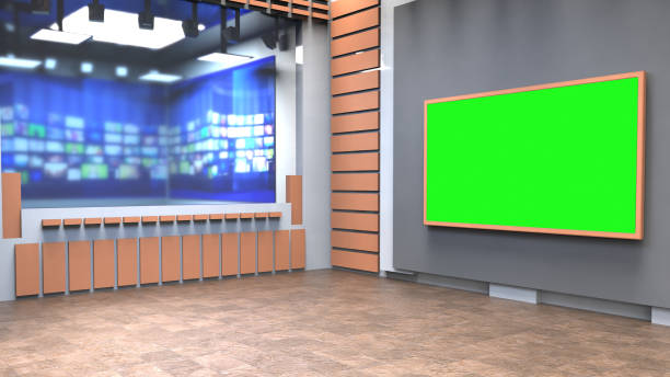 istock 3D Virtual News Studio Background, 3d illustration 1291721367