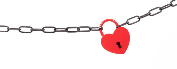 istock Lock of love - Red heart lock and chain 1291721393