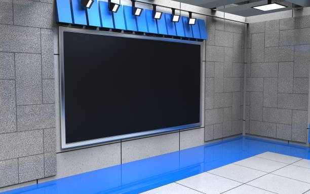 istock 3D Virtual News Studio Background, 3d illustration 1291721423