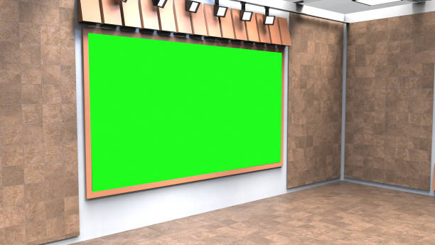 istock 3D Virtual News Studio Background, 3d illustration 1291721508
