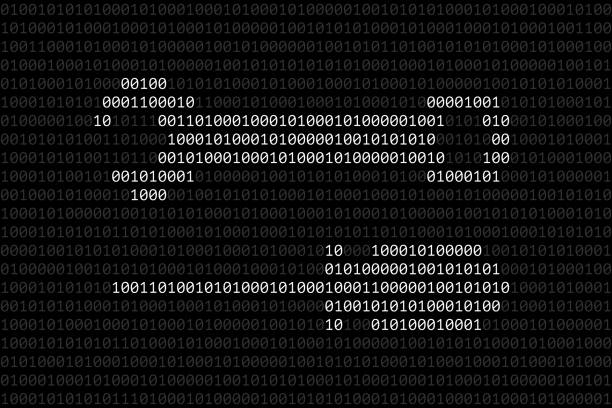 Silhouette of wrench and screwdriver made from binary symbols White silhouette of wrench and screwdriver made from binary symbols is over dark binary code. Concept of PC repair after system error, software problems and maintenance. Modern technologies debug stock illustrations
