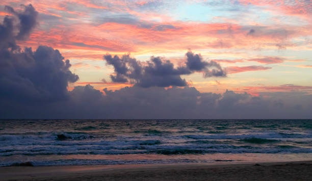 istock Colorful ocean beach sunrise. beautiful cloudscape. 1291725854