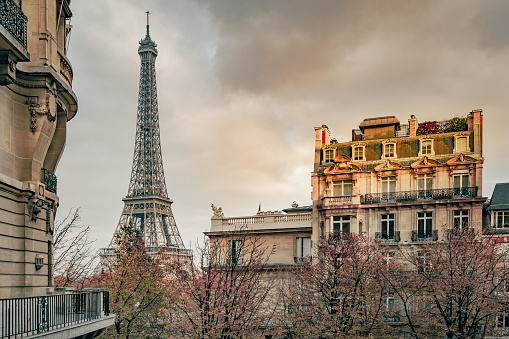 Paris at sunset, France