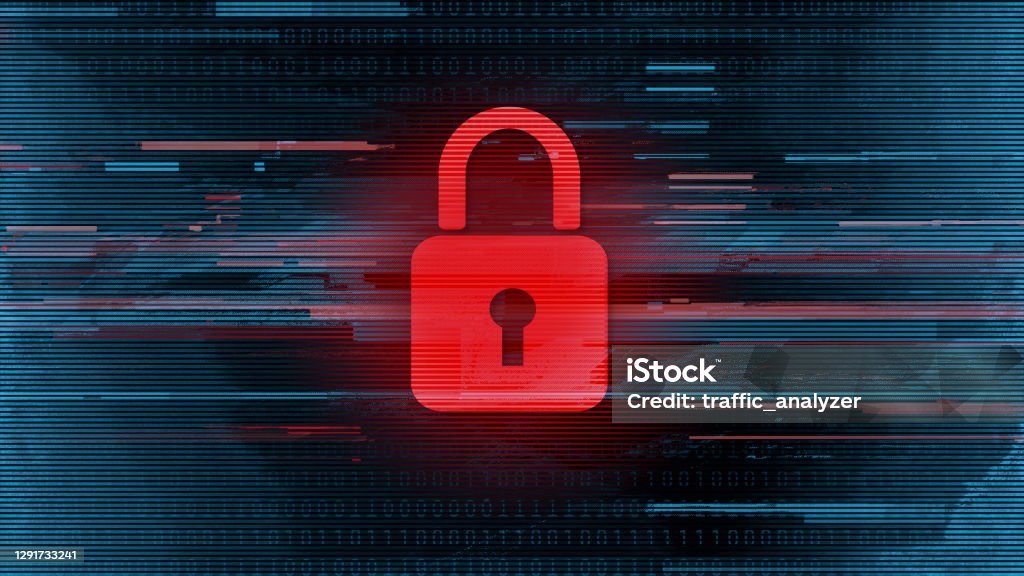 Lock - abstract glitch background Ransomware stock illustration