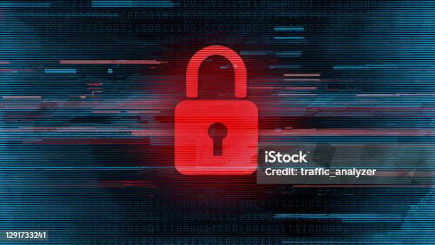 Lock Abstract Glitch Background Stock Illustration - Download Image Now - Ransomware, Backgrounds, Encryption