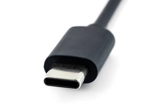 macro tomas del cable usb 3.1 type-c, aislado sobre un fondo blanco. - usb flash drive usb cable isolated close up fotografías e imágenes de stock