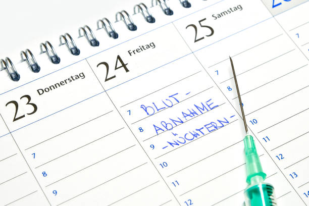 istock Note in the calendar - Appointment for blood draw 1291741123