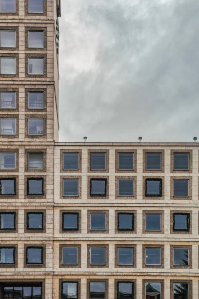 istock Rathaus Stuttgart contemporary facade with square windows pattern in Marktplatz (Market Square) is featured by modern architecture 1291742176