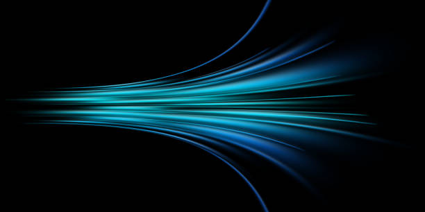 абстрактный синий свет тропы в темноте, эффект размытия движения - время lapse стоковые фото и изображения