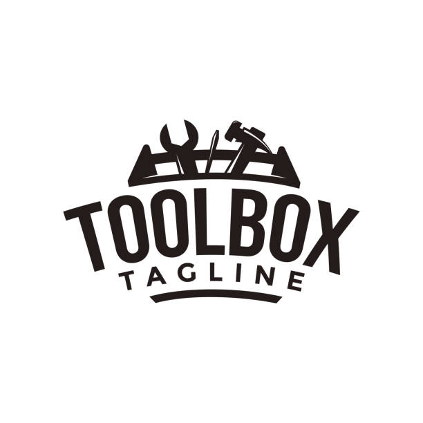 abstrakte einfache industriemechanische toolbox icon vektor auf weißem hintergrund - werkzeugkoffer stock-grafiken, -clipart, -cartoons und -symbole
