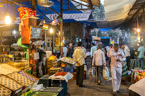 Mumbai, India - February 2, 2016: Crawford Market, now called Mahatma Jyotiba Phule Mandai, is a popular market in South Mumbai for buying produce and household goods.