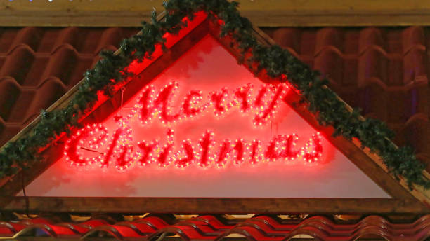 istock Merry Christmas Sign Lights 1291750028