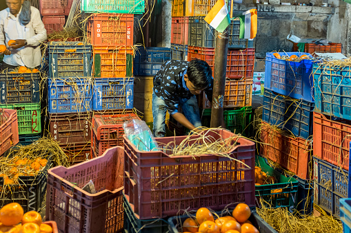 Mumbai, India - February 2, 2016: Crawford Market, now called Mahatma Jyotiba Phule Mandai, is a popular market in South Mumbai for buying produce and household goods.