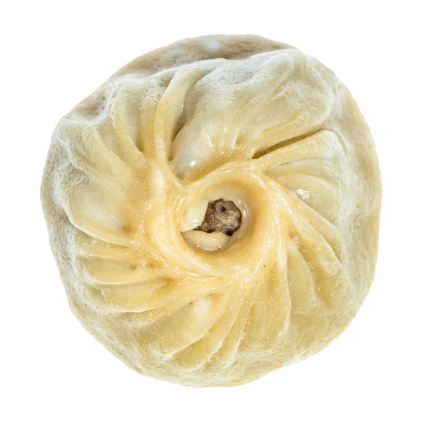 top view of Buuz filled with beef meat isolated
