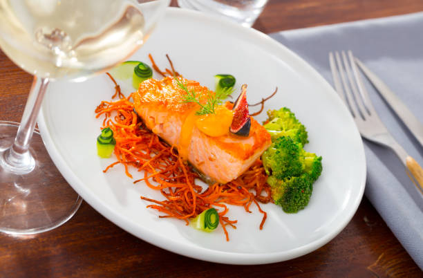 istock Salmon steak on carrot brush 1291754855